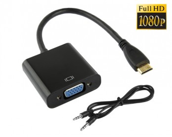 Cable Adaptador Mini HDMI a VGA con Salida Audio
